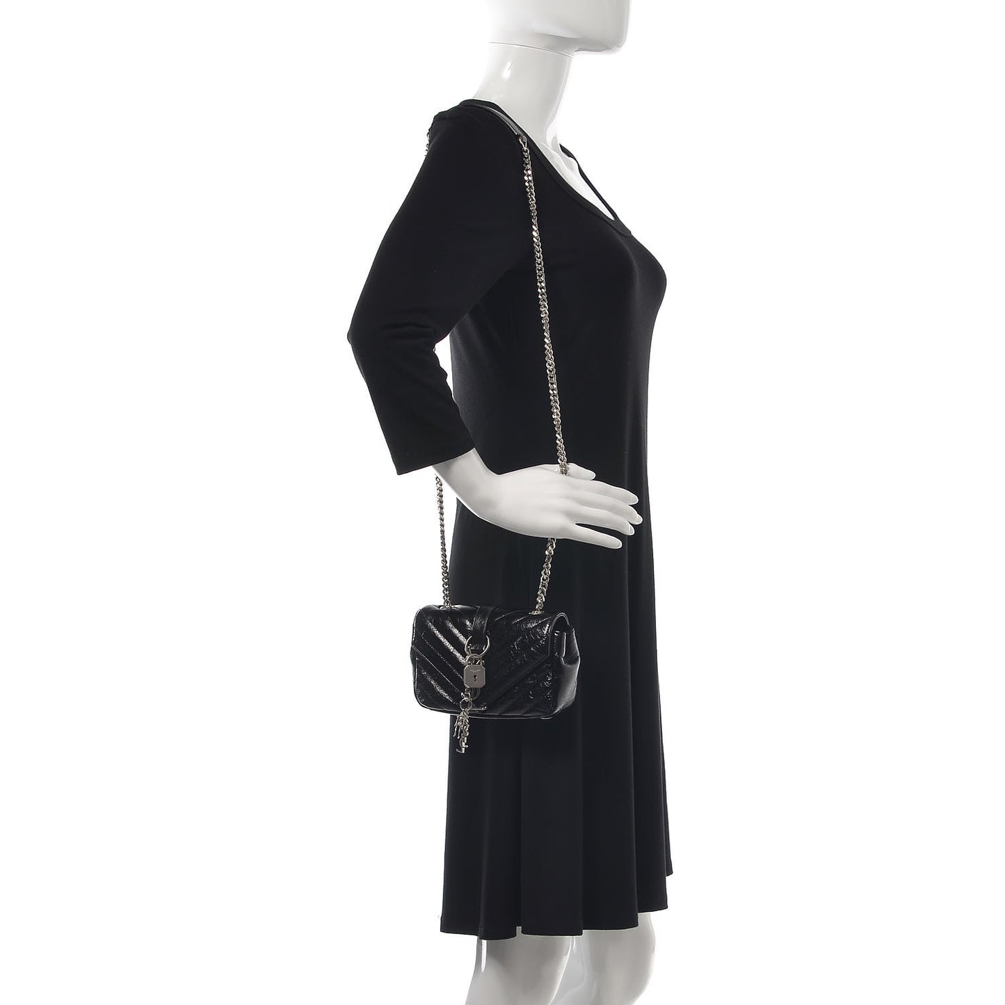 Calfskin Matelassé Monogram Classic Baby Punk Chain Bag Black