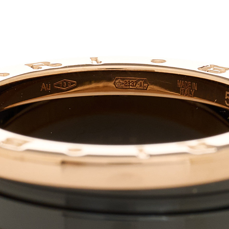 18K Rose Gold Black Ceramic B.Zero1 Two-Band Ring 53 6.25