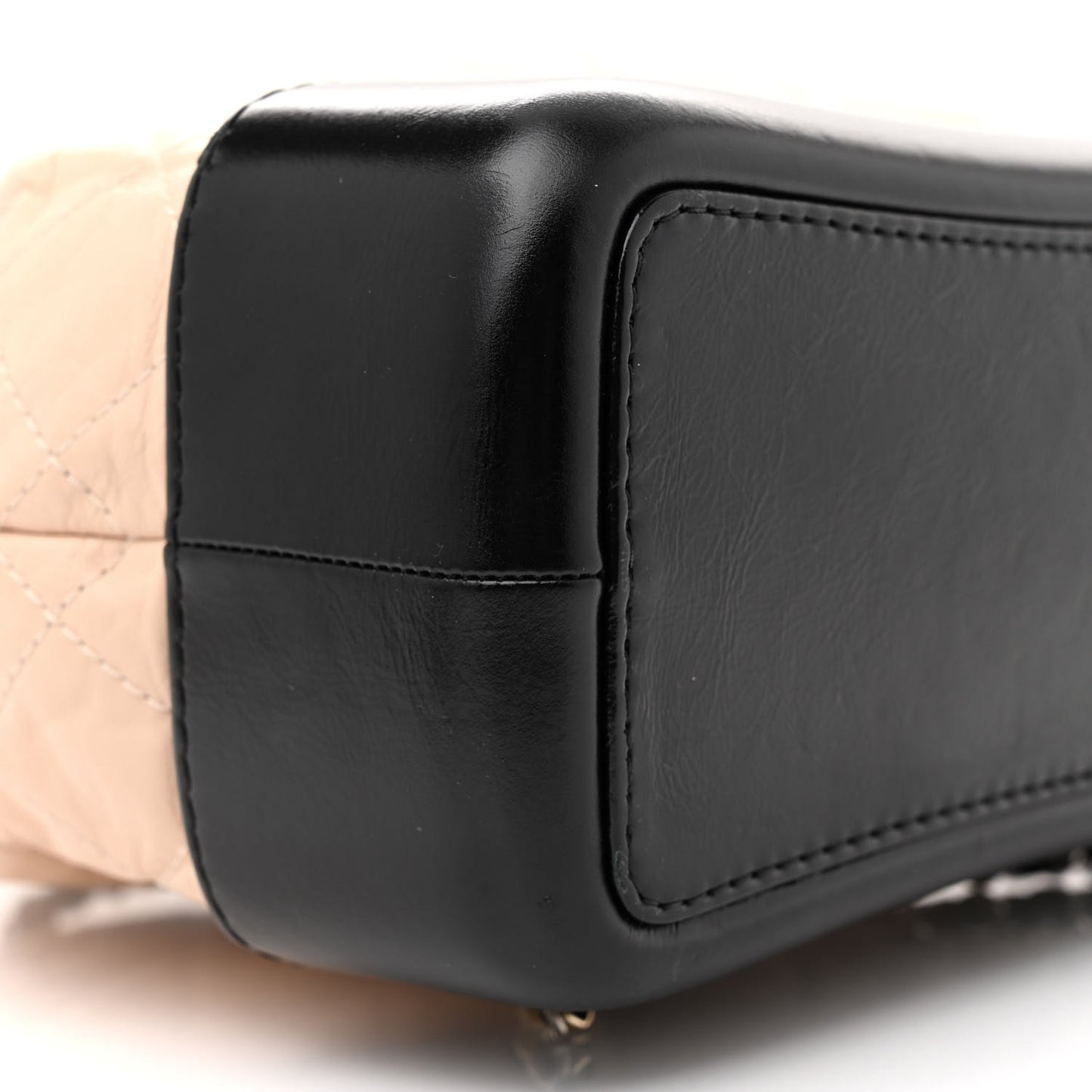 Aged Calfskin Quilted Small Gabrielle Backpack Beige Black