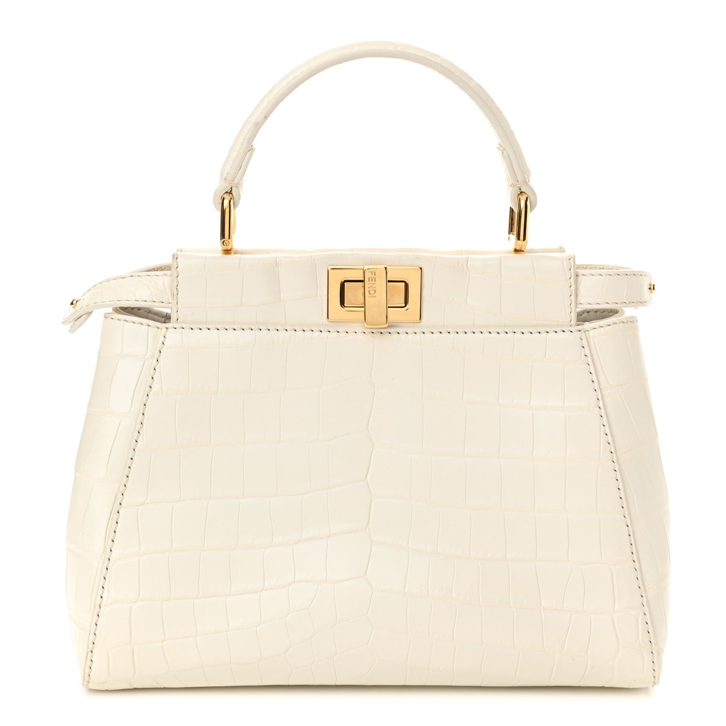 Shiny Crocodile Shiny Nappa Mini Peekaboo Iconic Satchel White