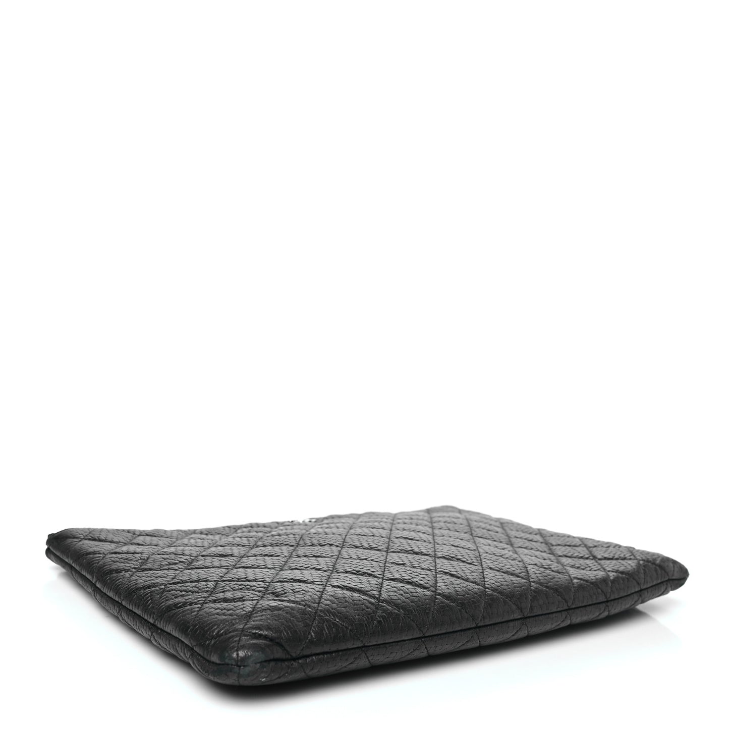 Woven Lambskin Quilted Large Cosmetic Case Black
