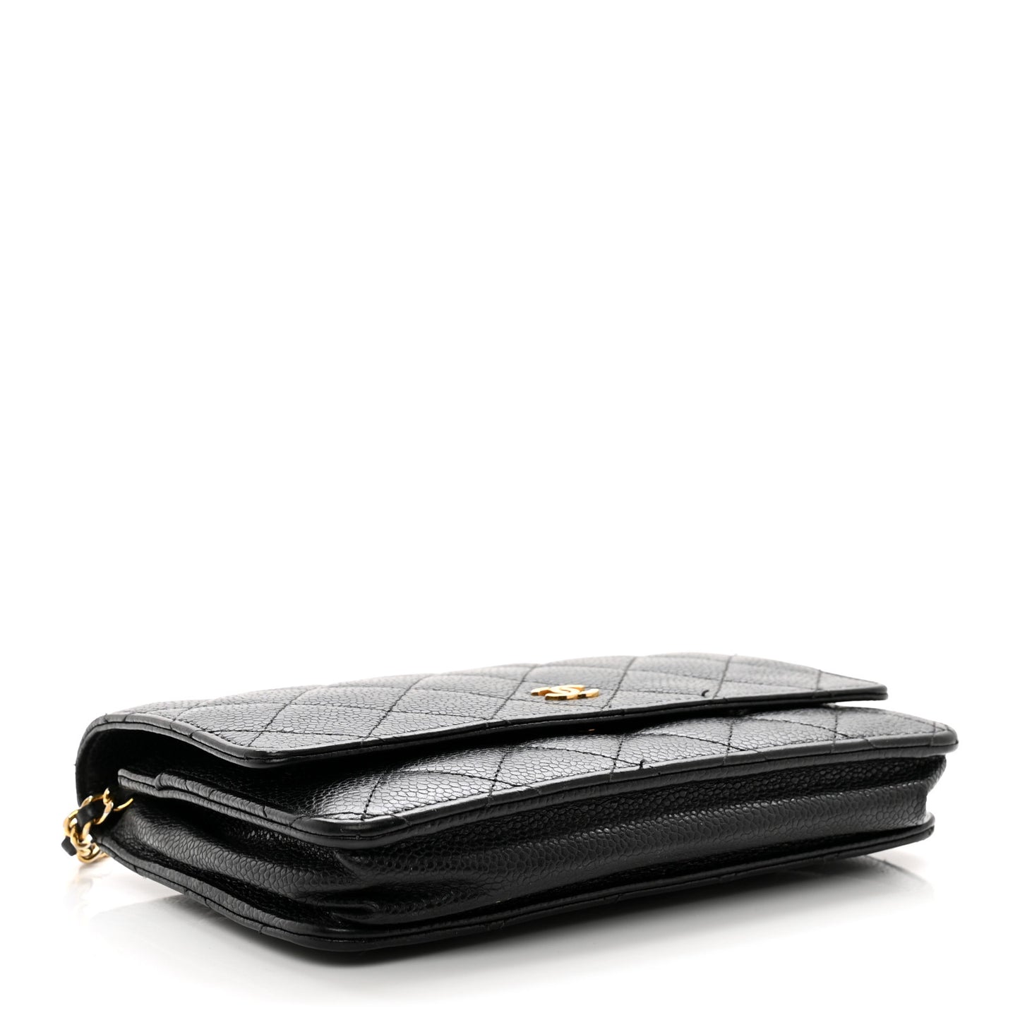 Caviar Quilted Wallet on Chain WOC Black