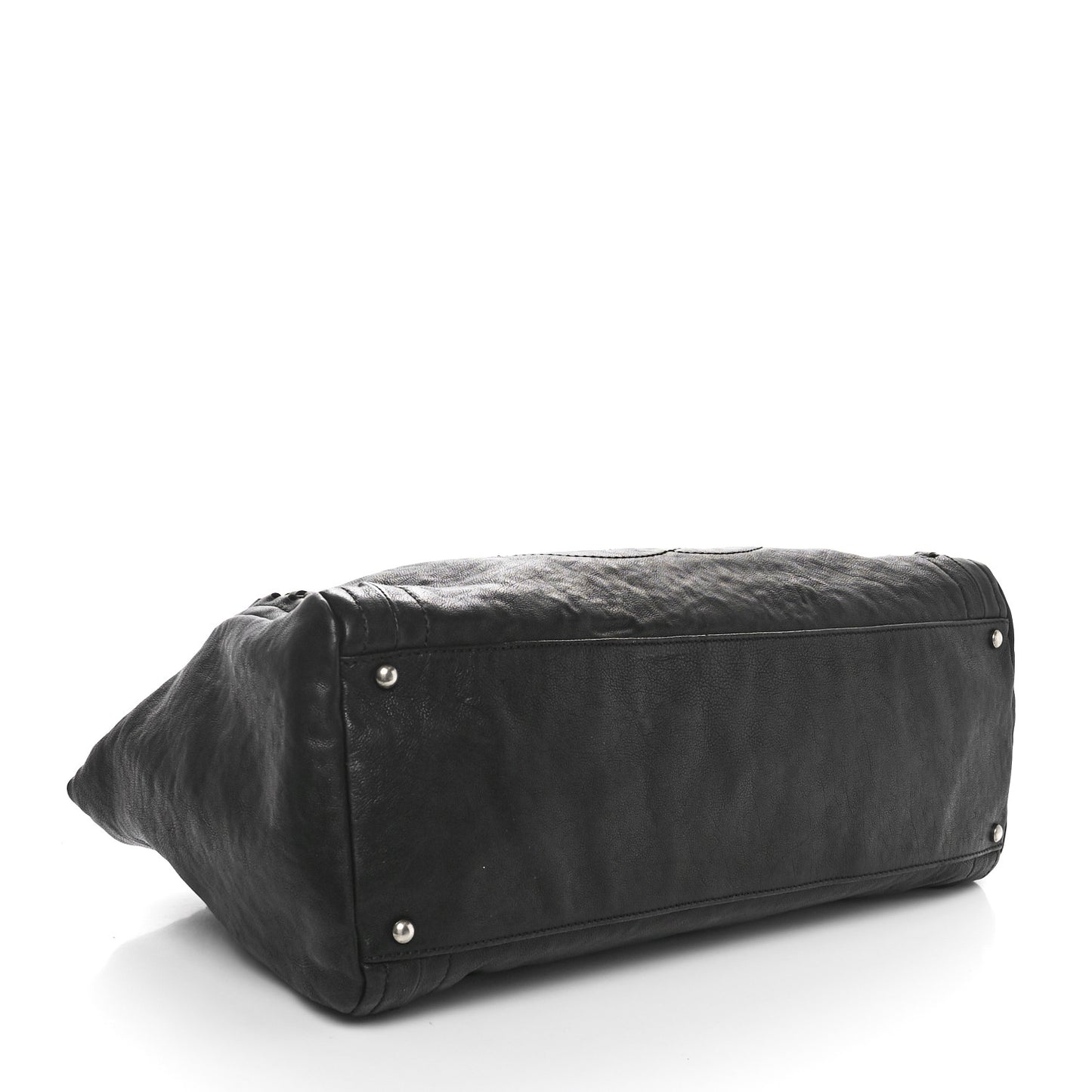 Glazed Calfskin East West Modern Chain Tote Black