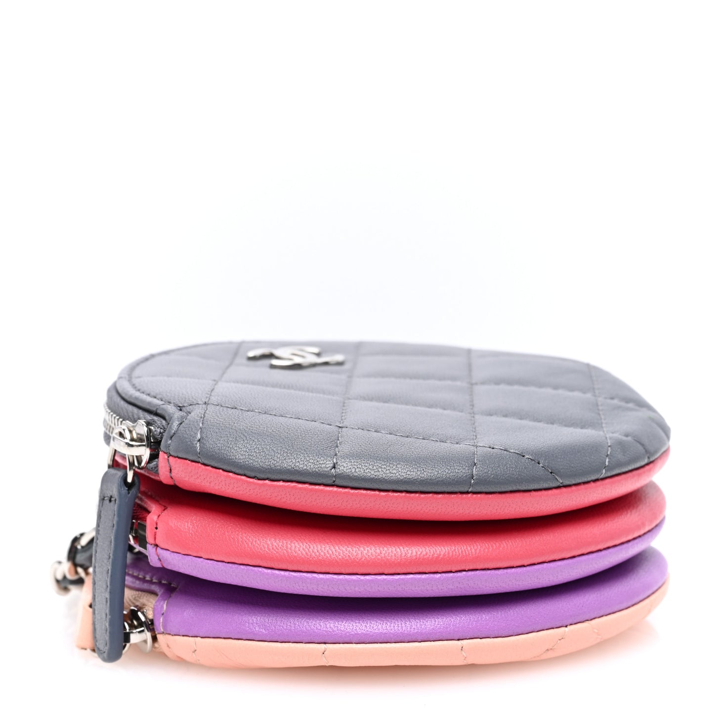 Lambskin Quilted Round Clutch With Chain Multicolor