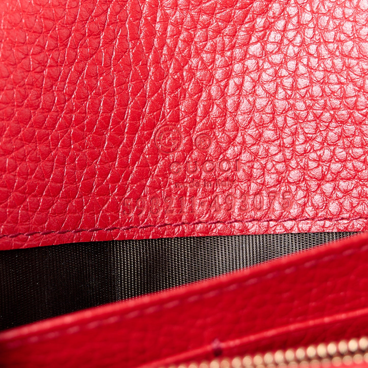 Pebbled Calfskin Soho Wallet on Chain Tabasco Red