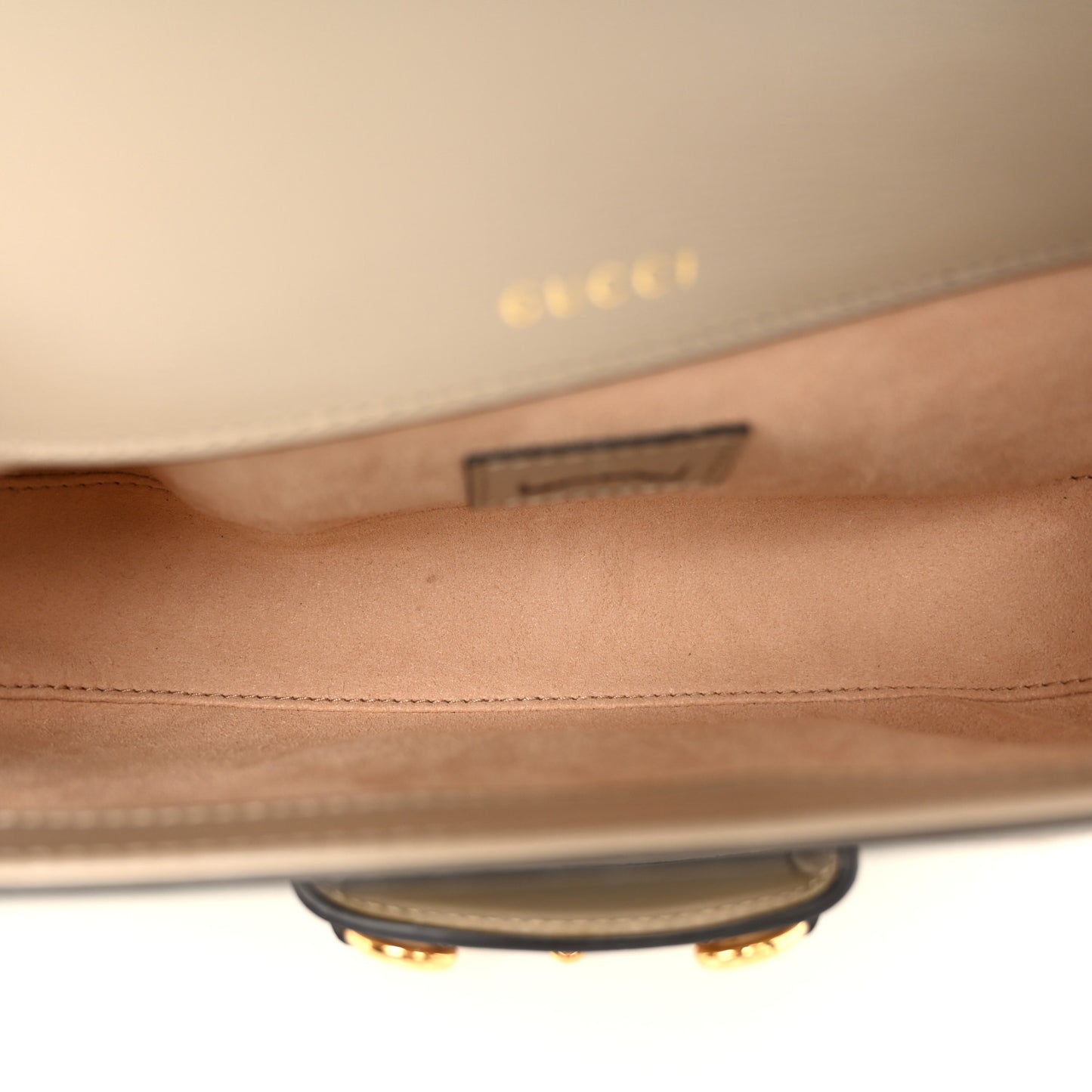 GG Supreme Monogram Small Horsebit 1955 Chain Shoulder Bag Beige Mystic White