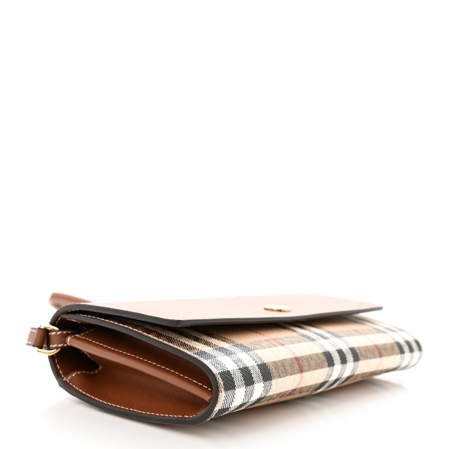 Calfskin Vintage Check Wallet With Detachable Strap Archive Beige Tan