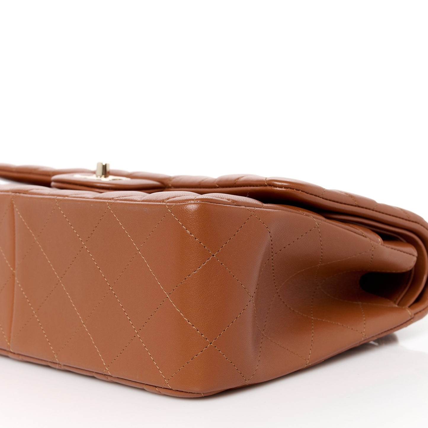 Lambskin Quilted Jumbo Double Flap Brown