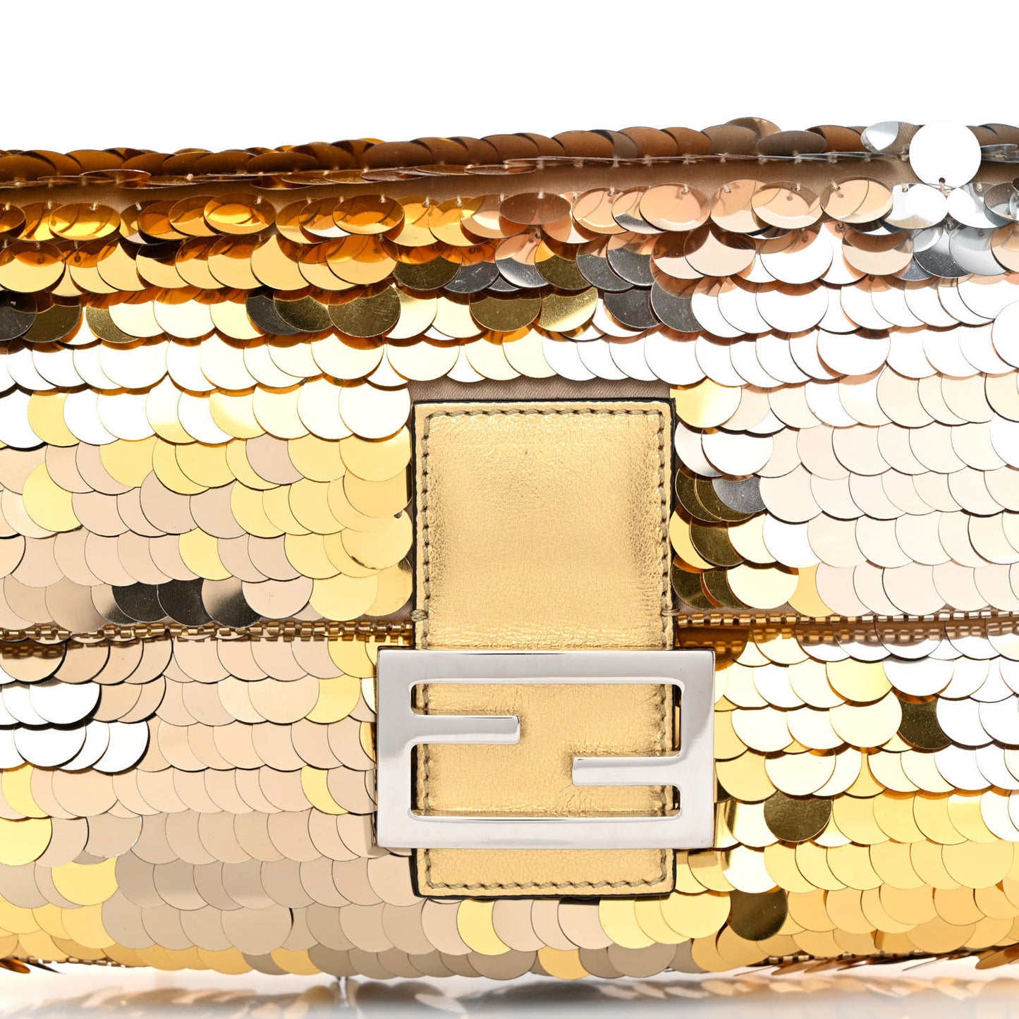 Sequin Paillettes Vitello Laminato Striped Baguette 1997 Oro Sfumato