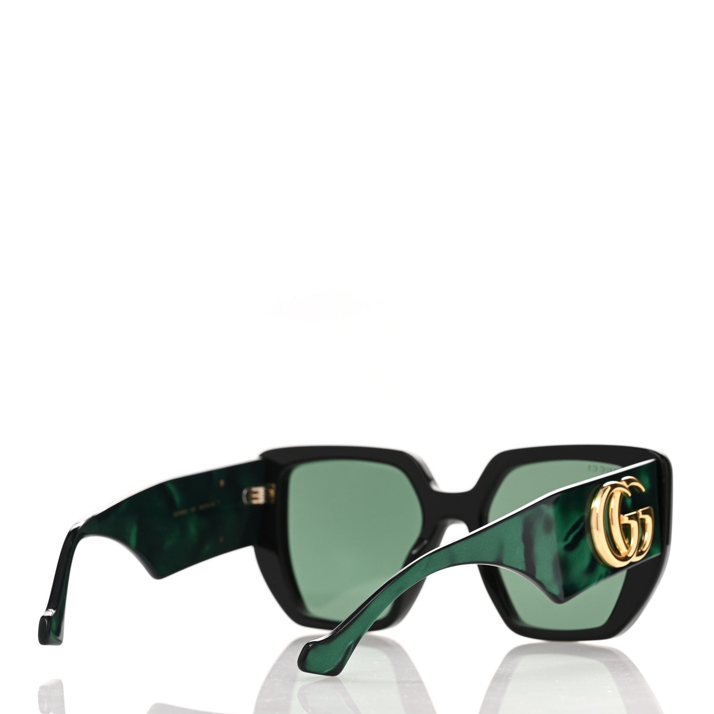 Acetate Square Frame Sunglasses GG0956S Green Black