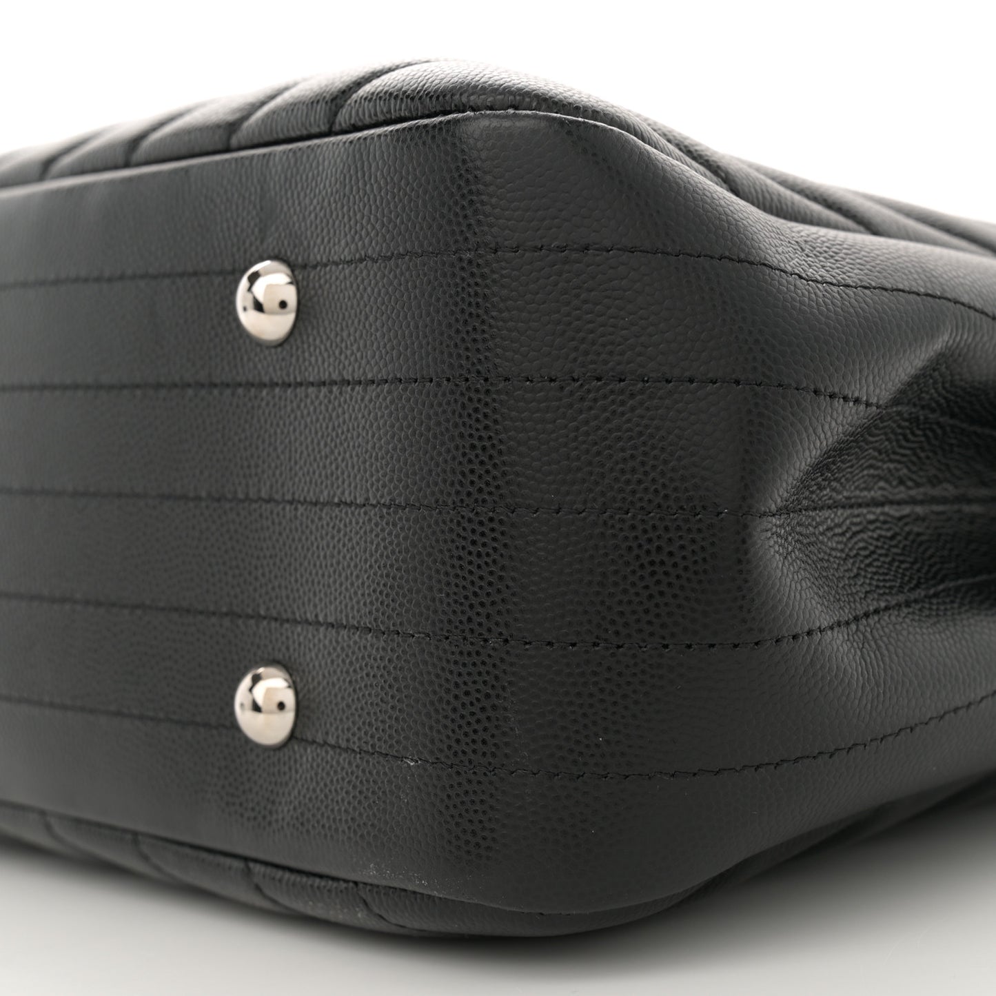 Caviar Chevron Quilted Large Shopping Tote Tote Black
