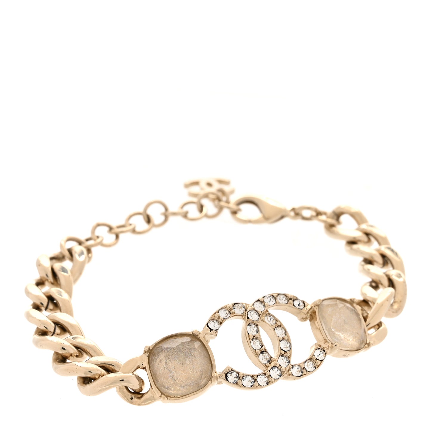 Glass Crystal CC Chain Bracelet Gold