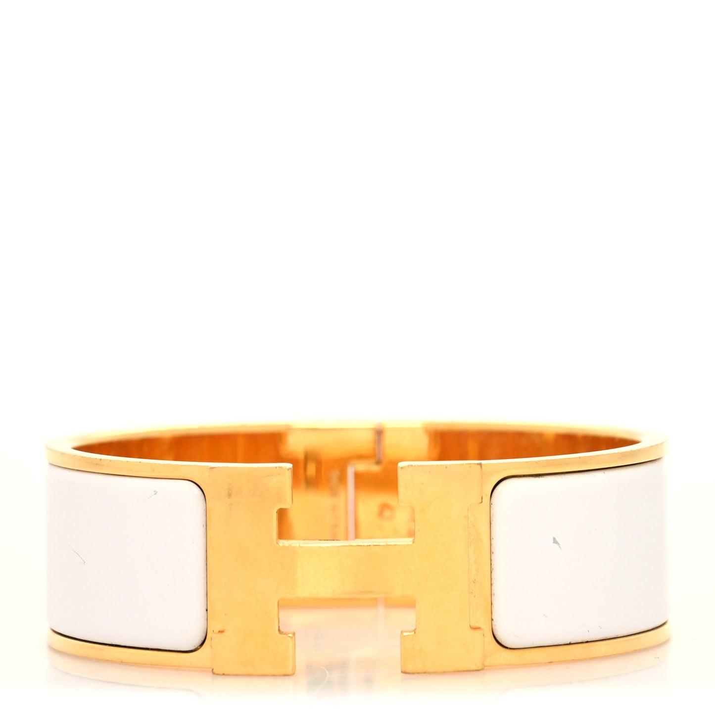 Enamel Wide Clic Clac H Bracelet PM White