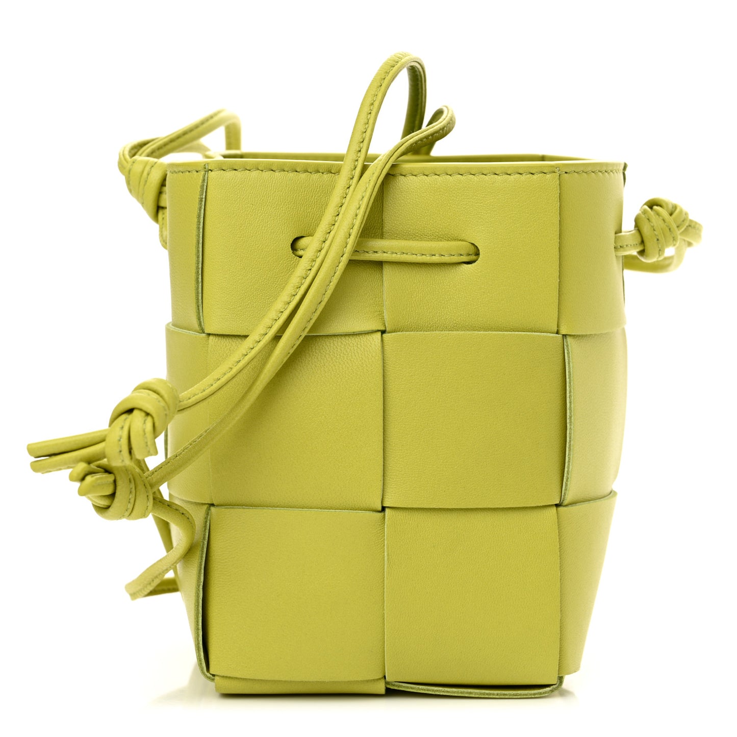 Nappa Maxi Intrecciato Mini Cassette Bucket Bag Kiwi