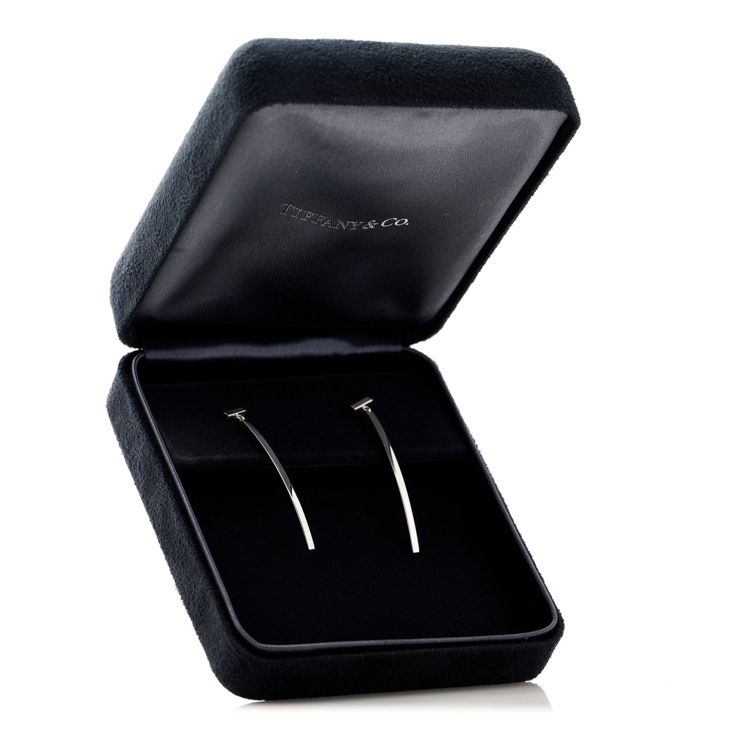 18K White Gold T Bar Earrings