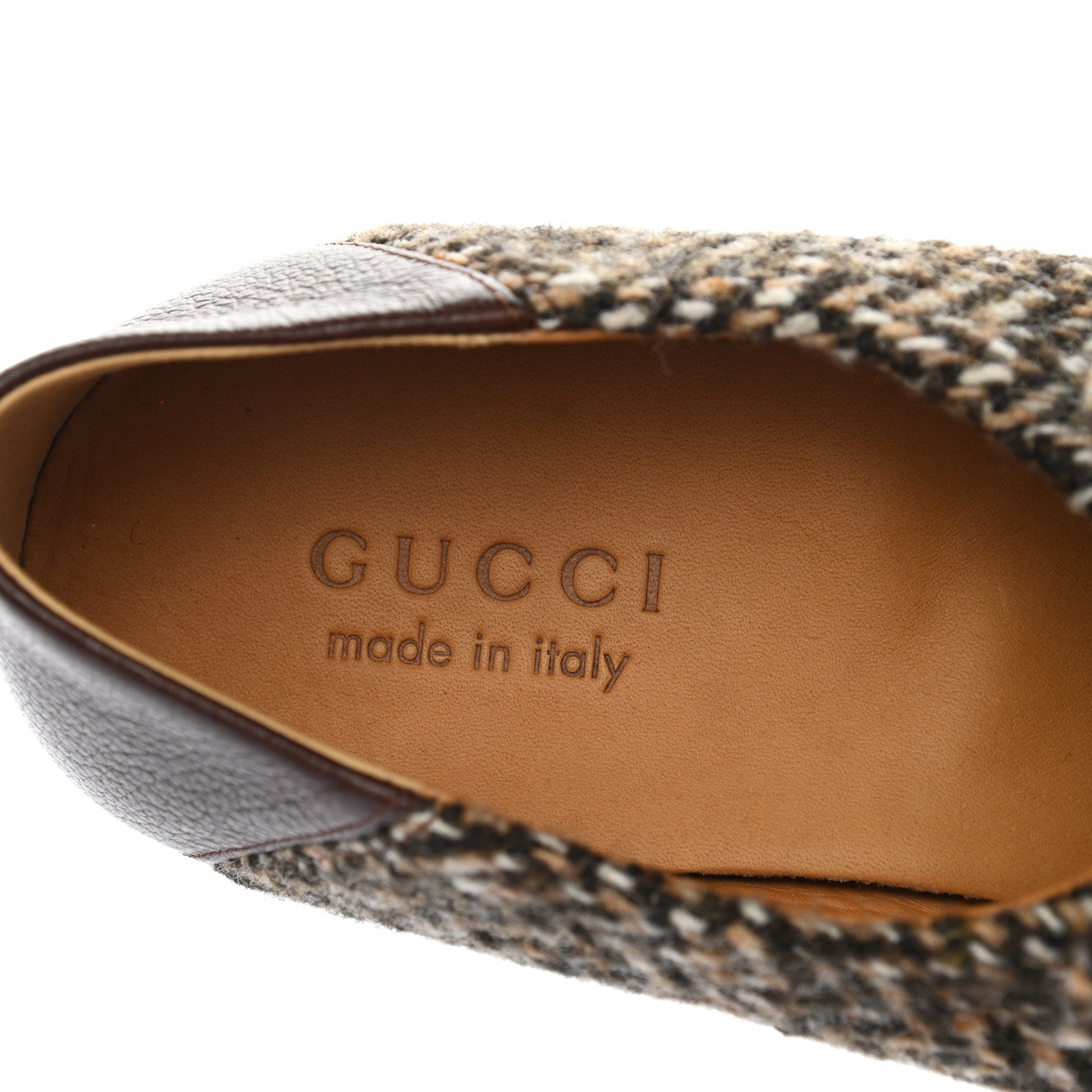 Gucci Tweed Web Herringbone Mens Horsebit Loafers 8 Dark Brown 8 of 10