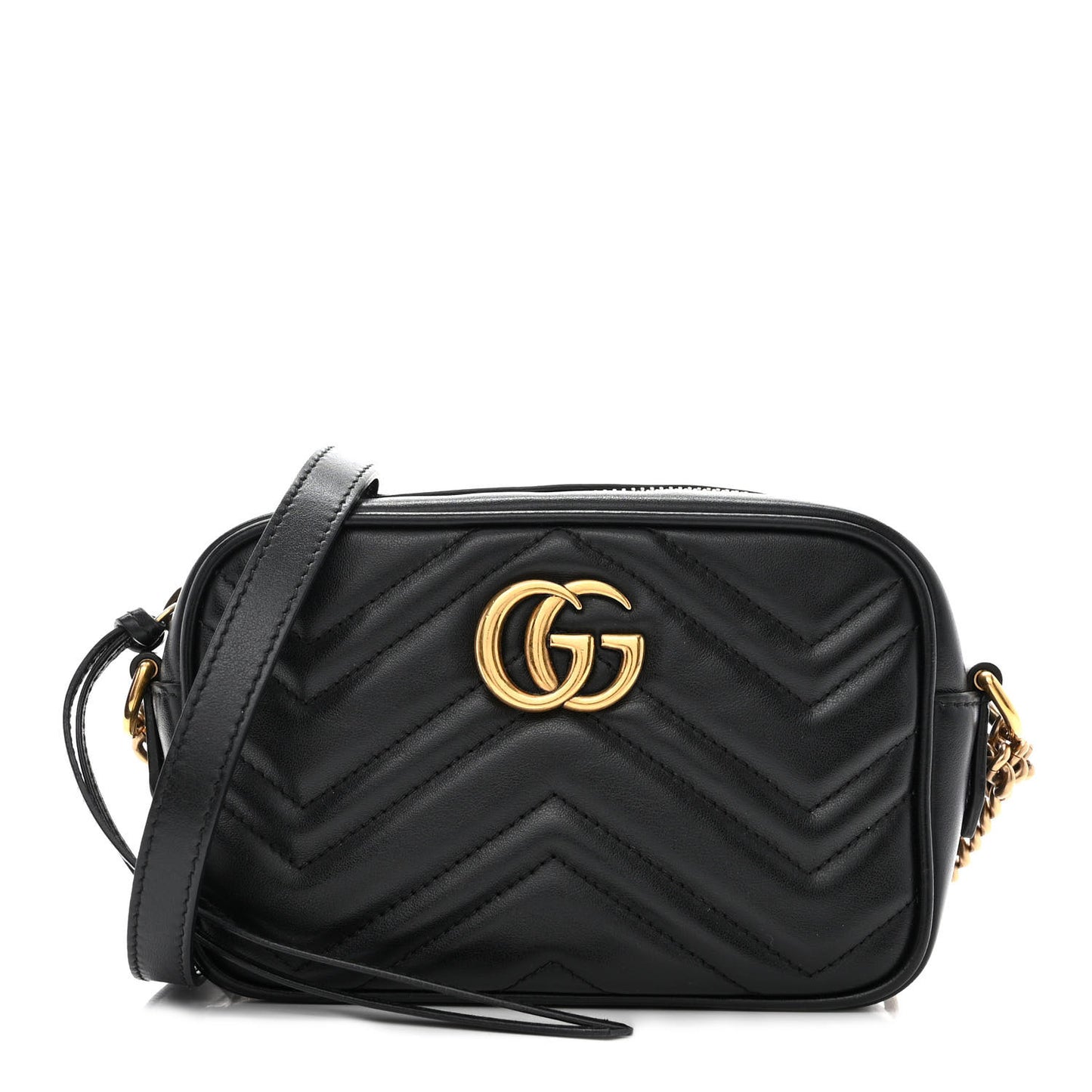 Calfskin Matelasse Mini GG Marmont Chain Shoulder Bag Black