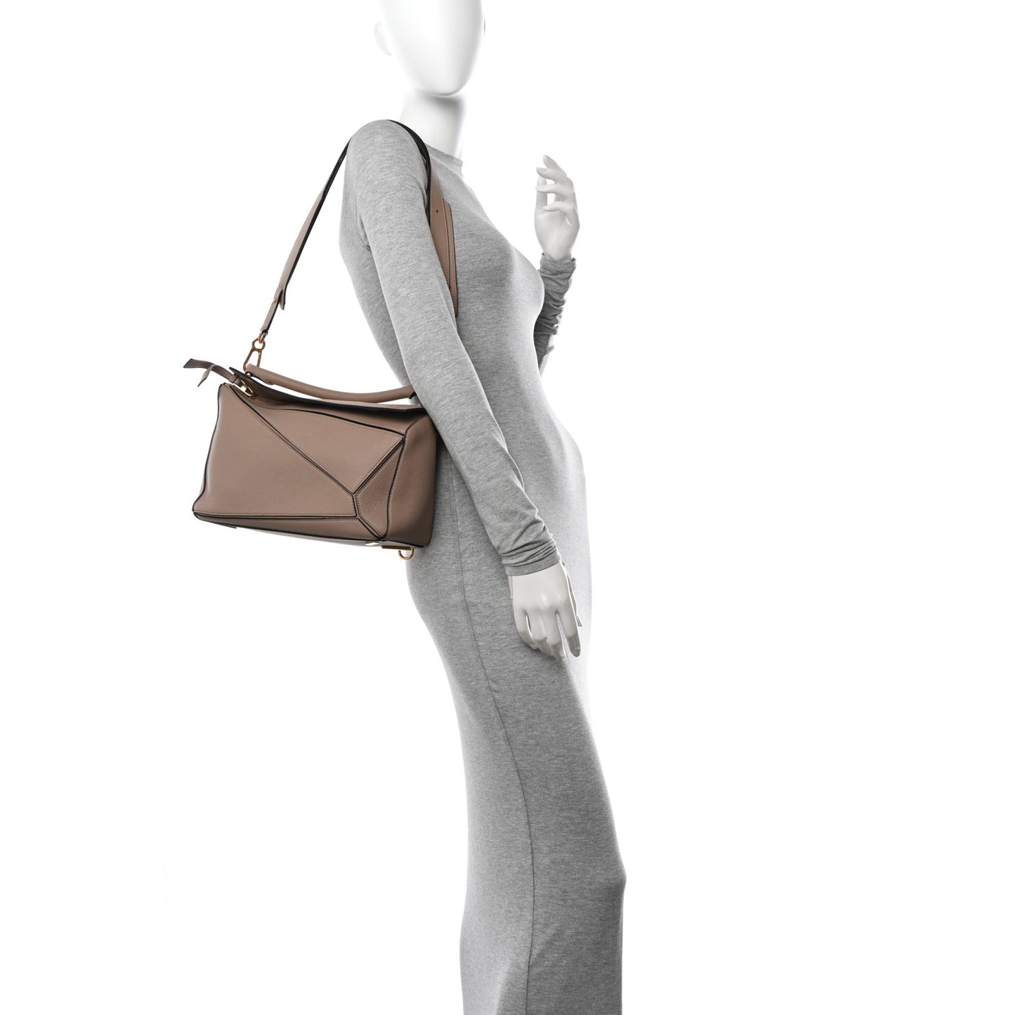 Grained Calfskin Medium Puzzle Bag Sand Mink