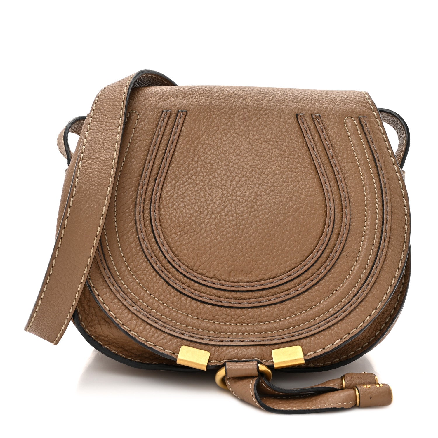 Chloe Grained Calfskin Small Marcie Saddle Bag Nut 1 of 13