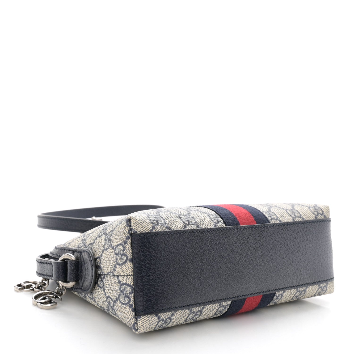 Gucci GG Supreme Monogram Textured Dollar Calfskin Web Small Ophidia Dome Shoulder Bag Beige Blue 4 of 11