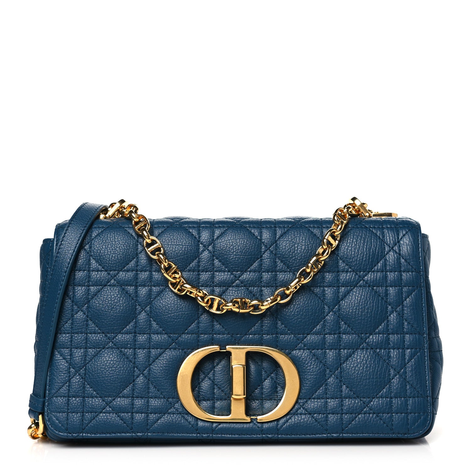 Christian Dior Calfskin Cannage Medium Caro Bag Steel Blue 1 of 10
