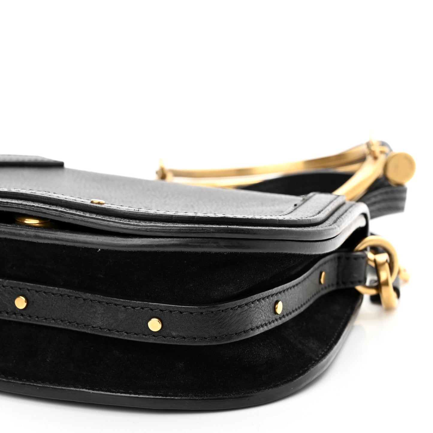 Calfskin Suede Small Nile Bracelet Bag Black