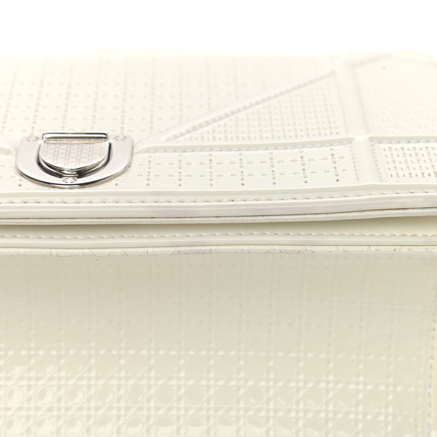 Patent Micro-Cannage Small Diorama Flap Bag White