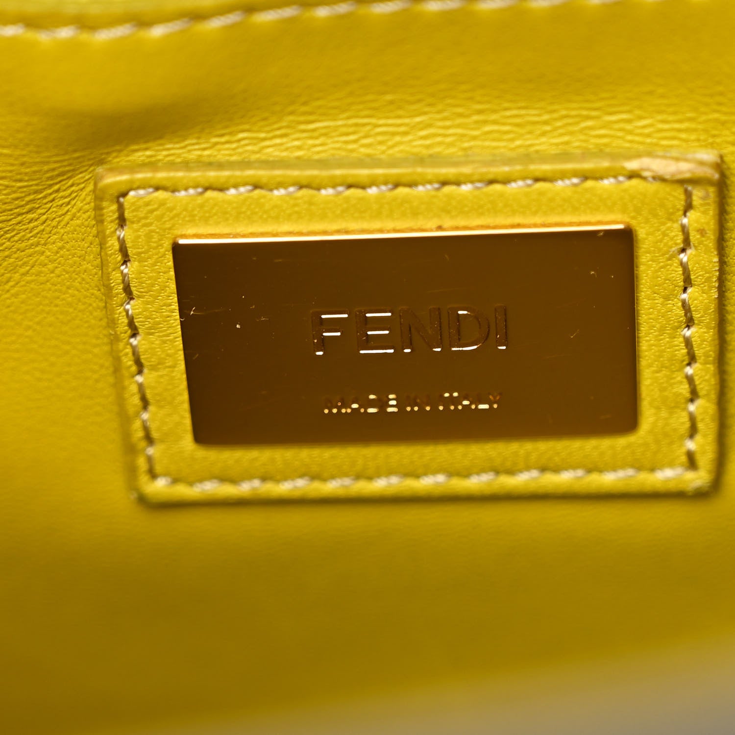 Fendi Vitello Morgan Shiny Nappa Medium Peekaboo Iconic Satchel Piombo Lime 7 of 11