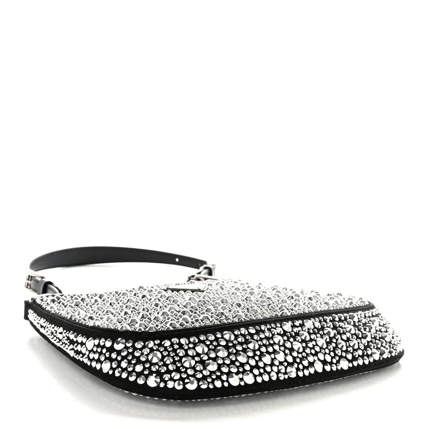 Satin Crystal Cleo Adjustable Strap Shoulder Bag Metal