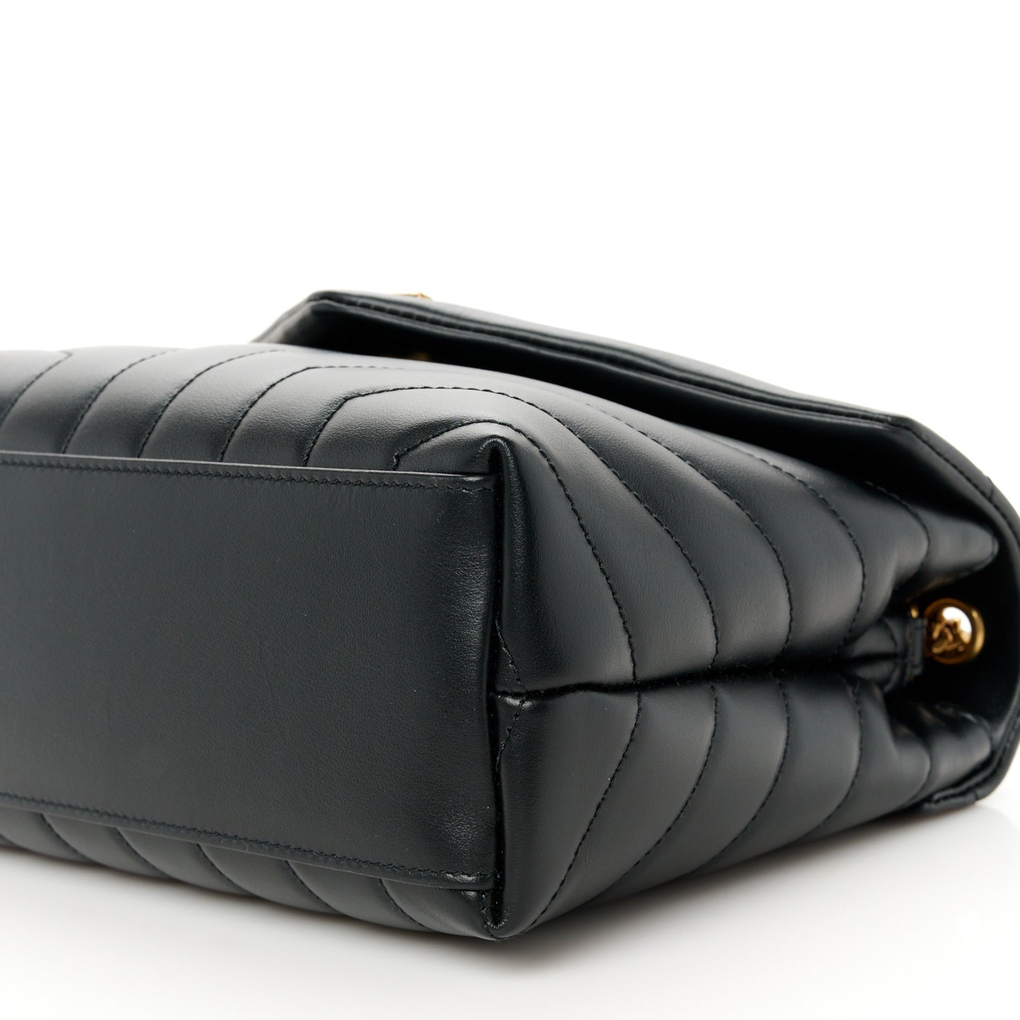 Calfskin Y Quilted Monogram Small Loulou Chain Satchel Black