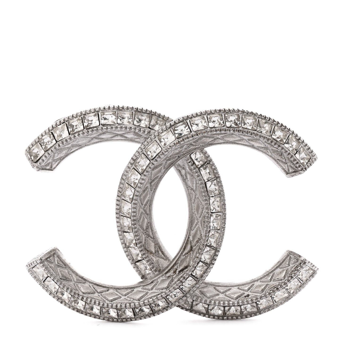 Baguette Crystal CC Brooch Silver