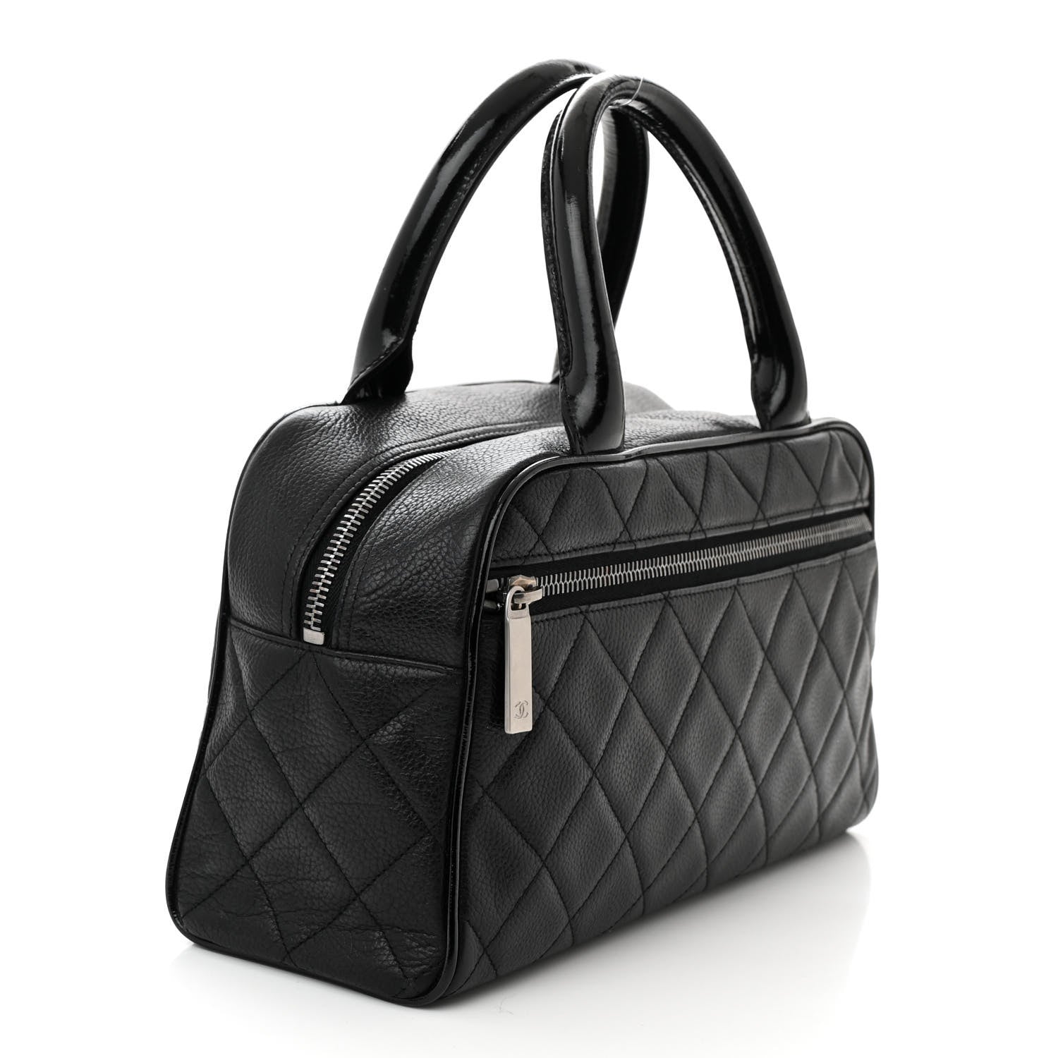 Chanel Caviar Patent Quilted Bowler Black 3 of 11