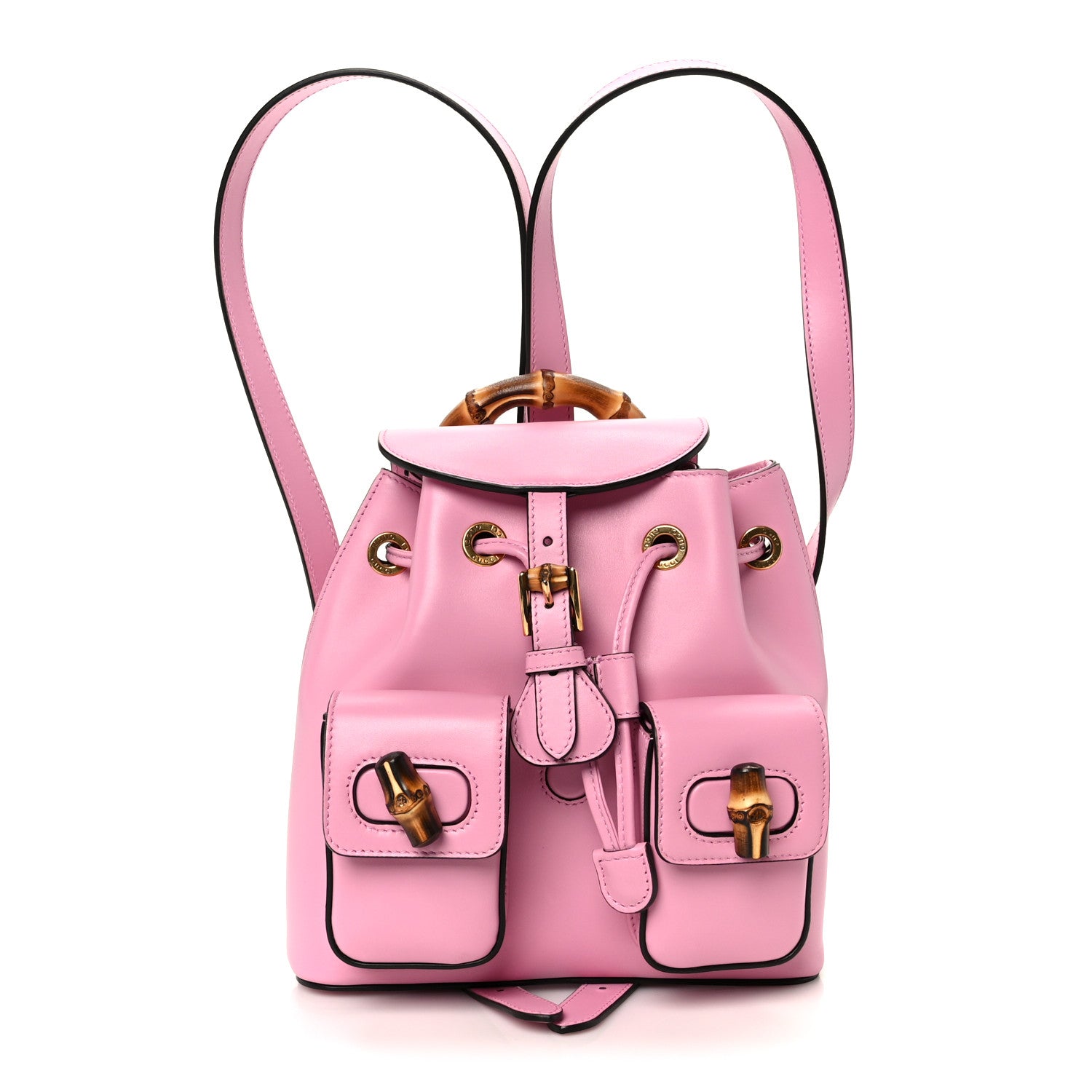 gucci mini backpack pink Gucci Calfskin Bamboo Backpack Glossy Pink 1824621 – FASHIONPHILE