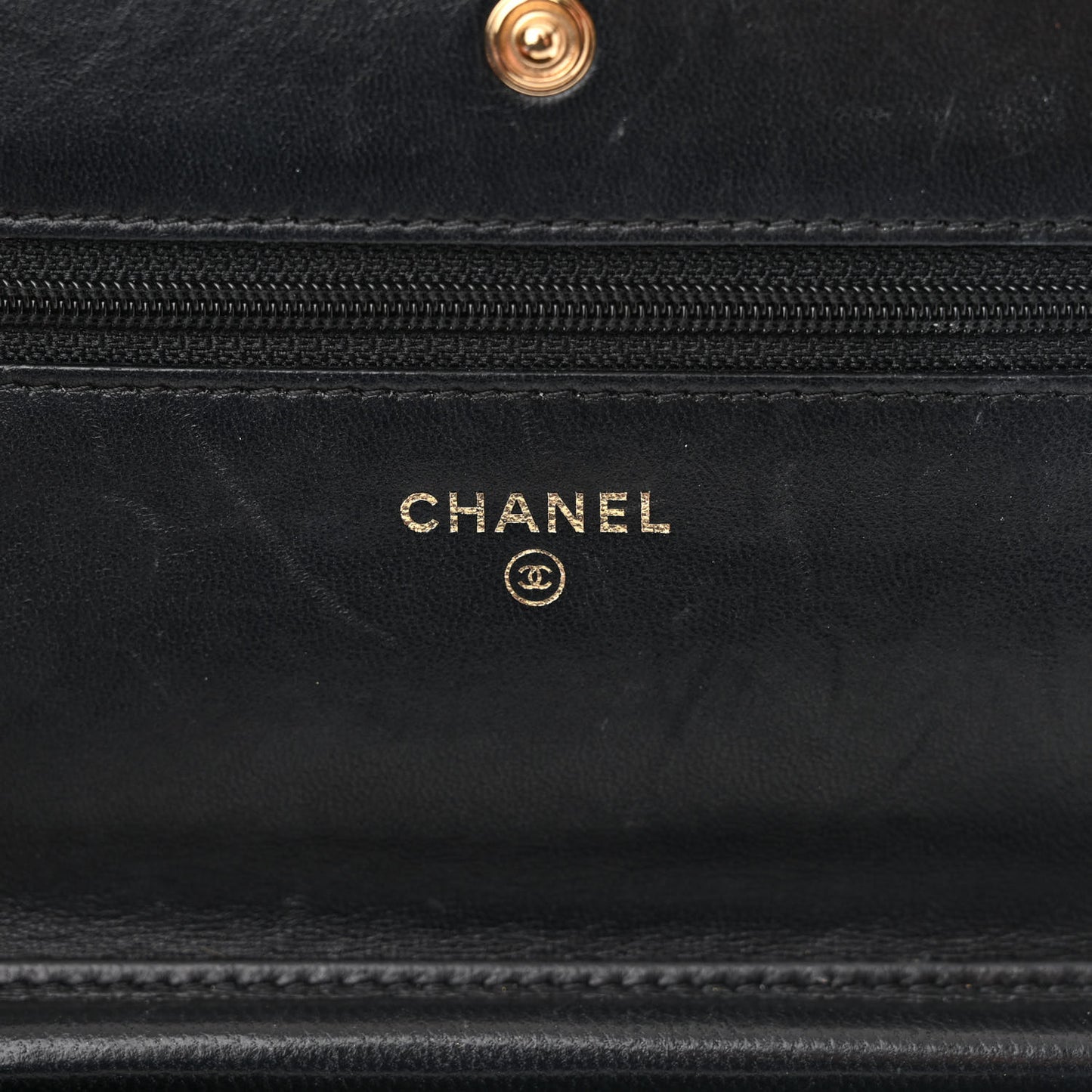 Lambskin Quilted Wallet On Chain WOC Black