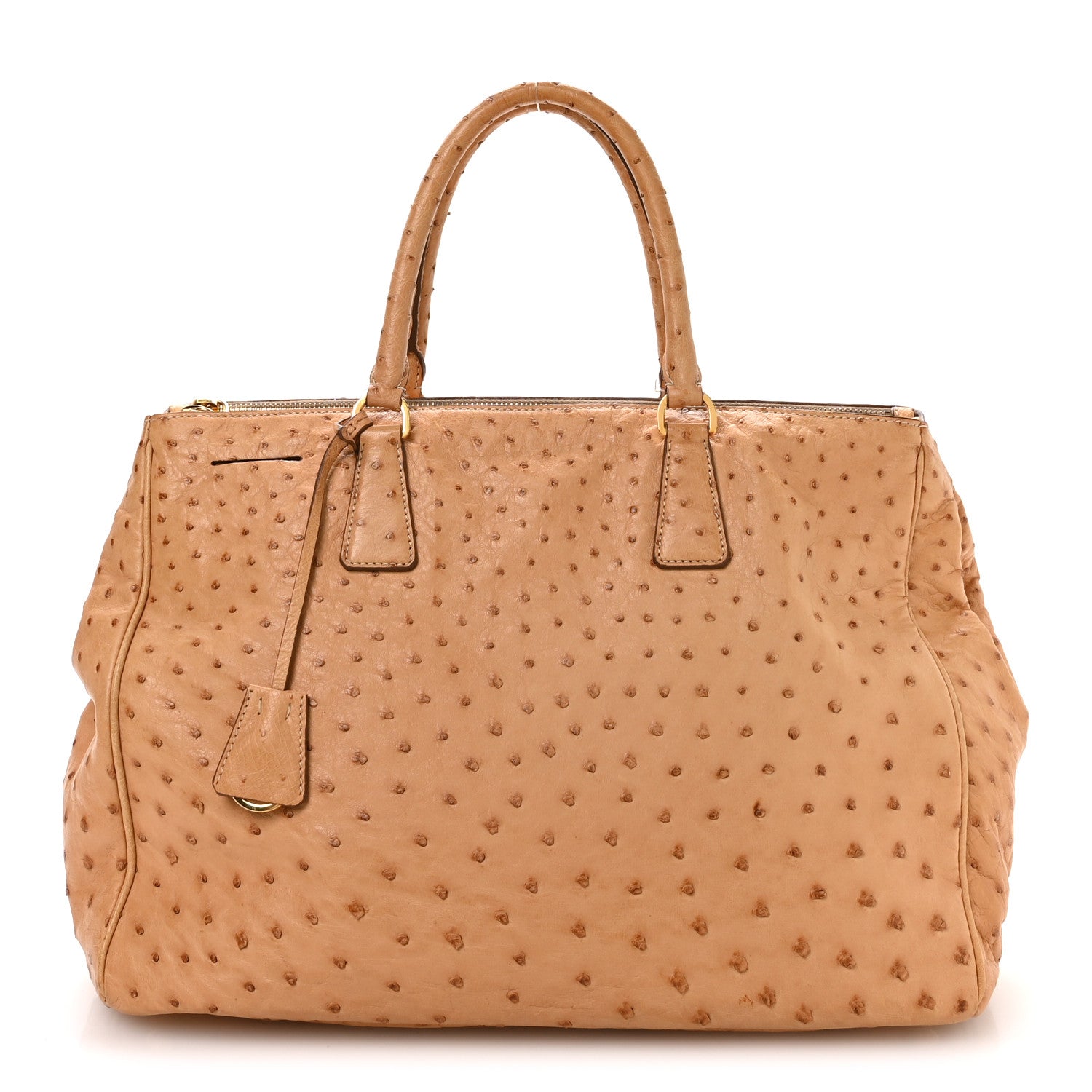 Prada Ostrich Large Galleria Double Zip Tote Cognac 1823724