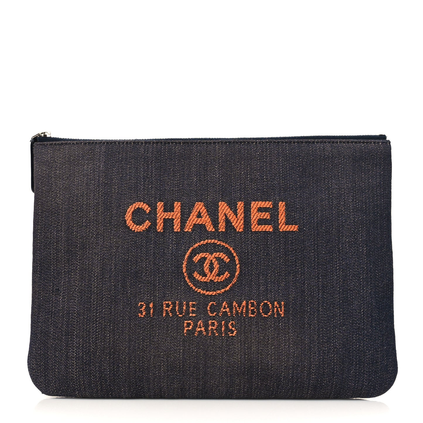 Denim Medium Deauville Pouch Clutch Blue Orange