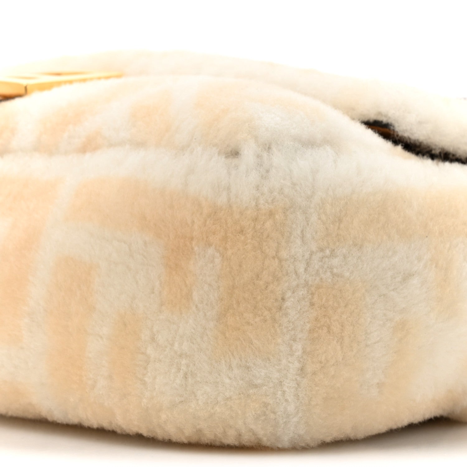 Fendi Shearling Vitello Dolce Macro FF 1974 Baguette White Ice Cuoio Miele Scuro 9 of 11