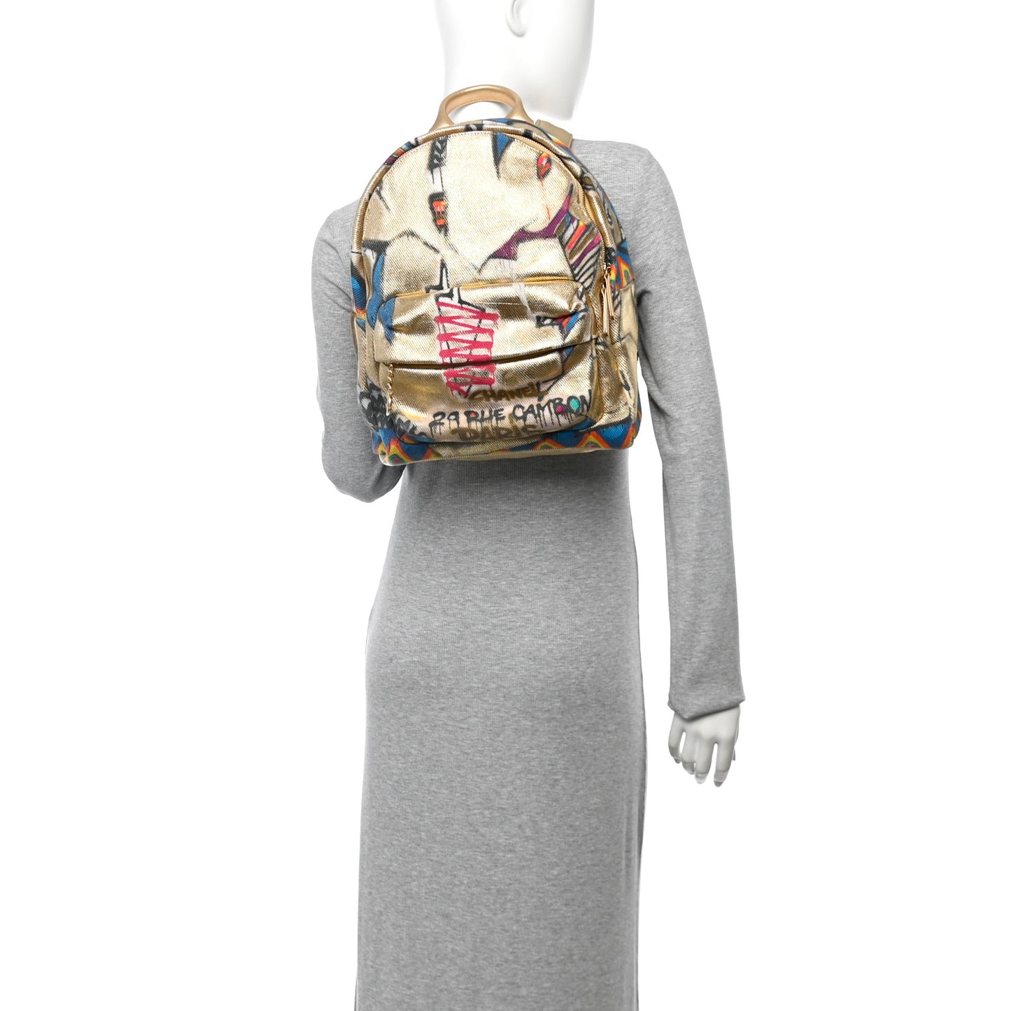 Graffiti Printed Canvas Street Spirit Backpack Multicolor