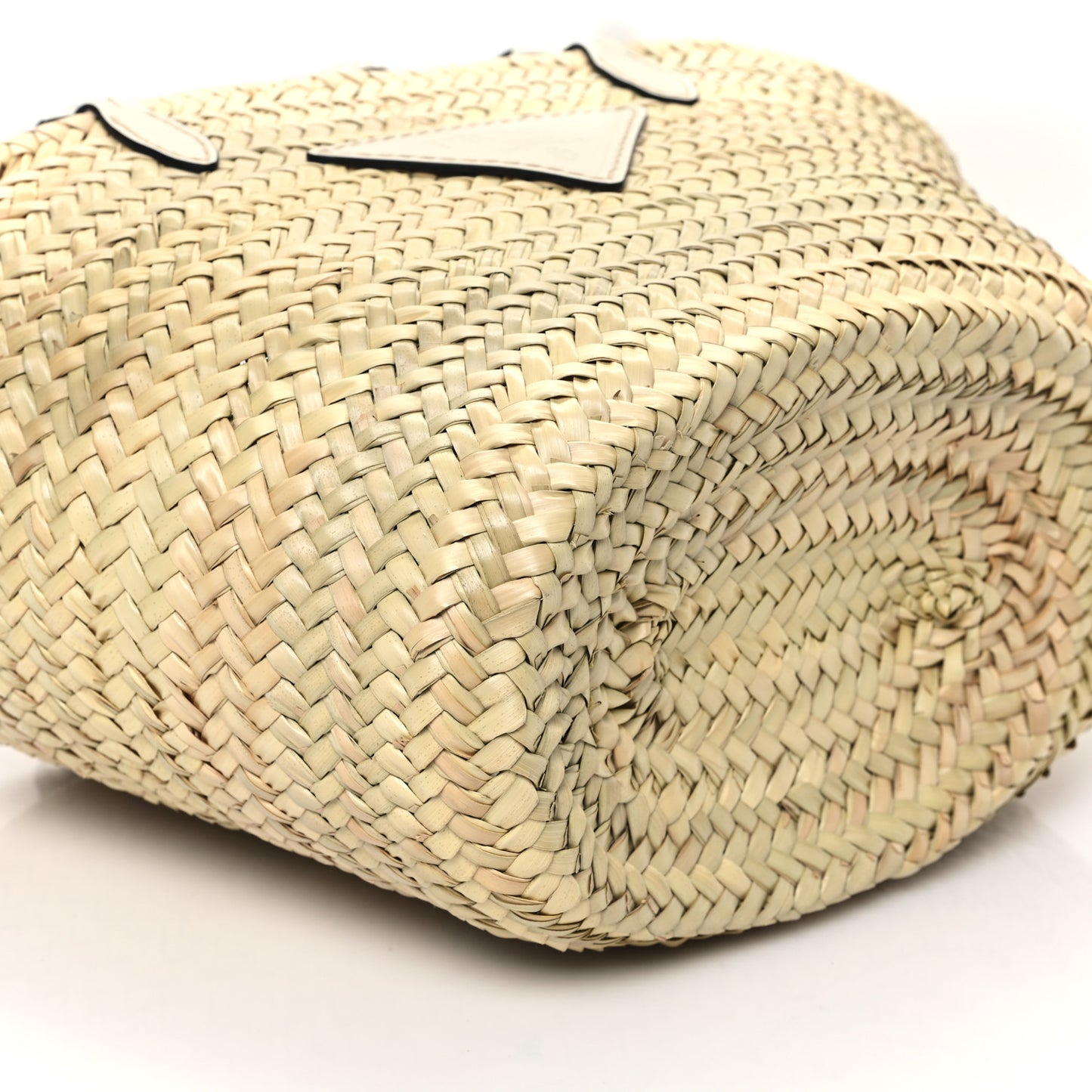 Palmitto Vitello Woven Braided Large Basket Tote Bag Naturale White