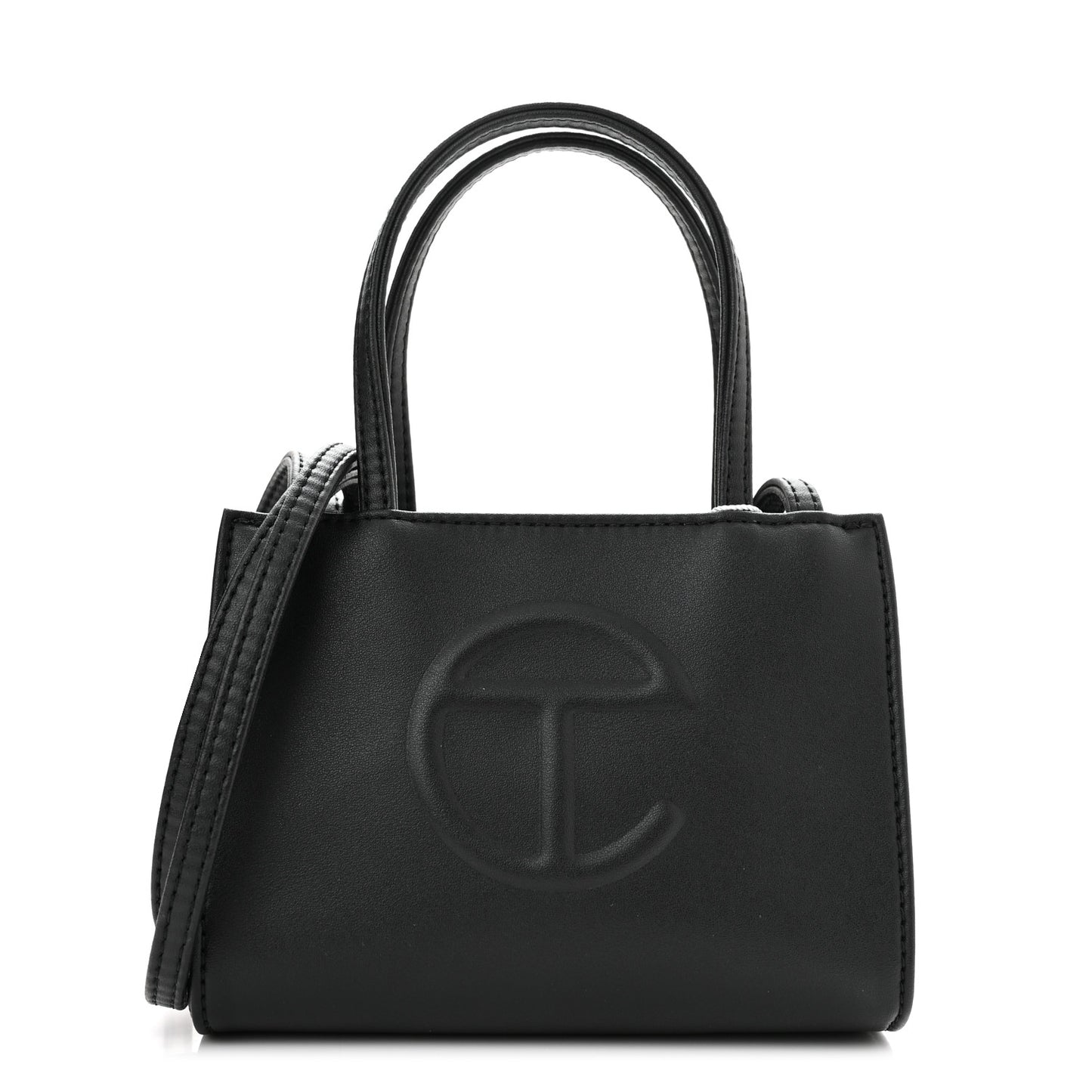 Vegan Leather Small Shopping Bag Black