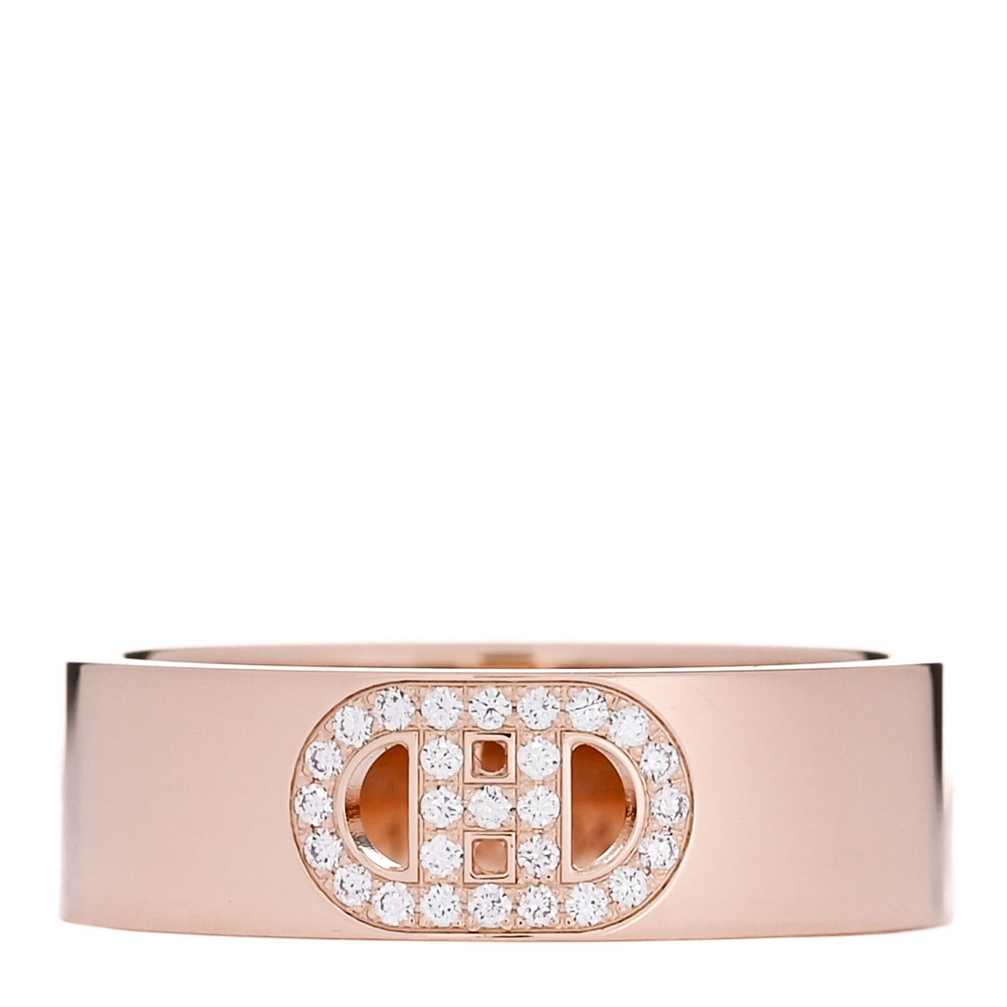 18K Rose Gold Diamond PM H D'Ancre Ring 51 5.75
