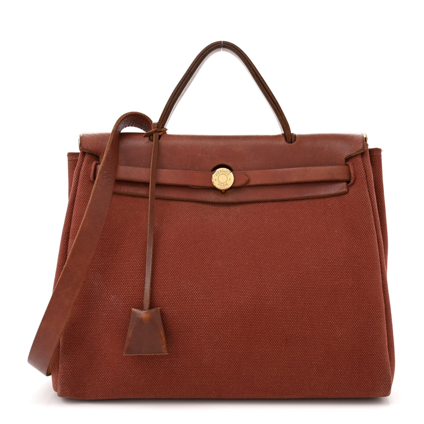 Toile Vache Calfskin Herbag 30 PM Havane