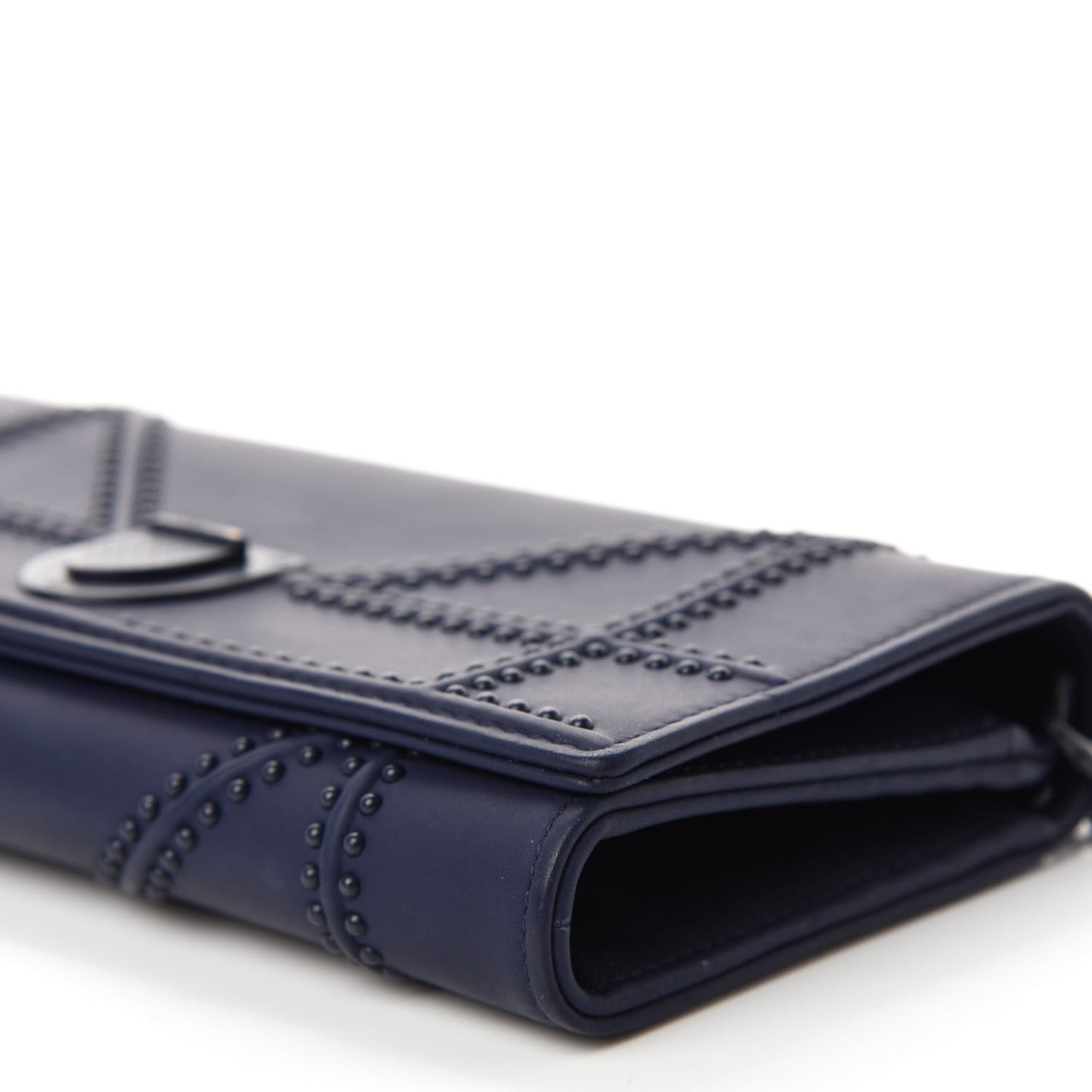 Matte Calfskin Studded Diorama Croisiere Chain Wallet Indigo