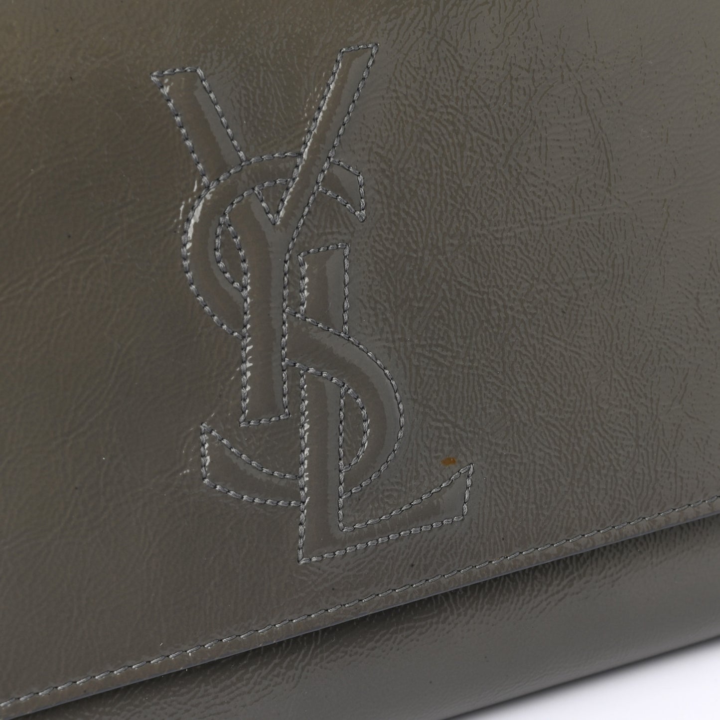 Textured Patent Monogram Large Belle De Jour Clutch Grey
