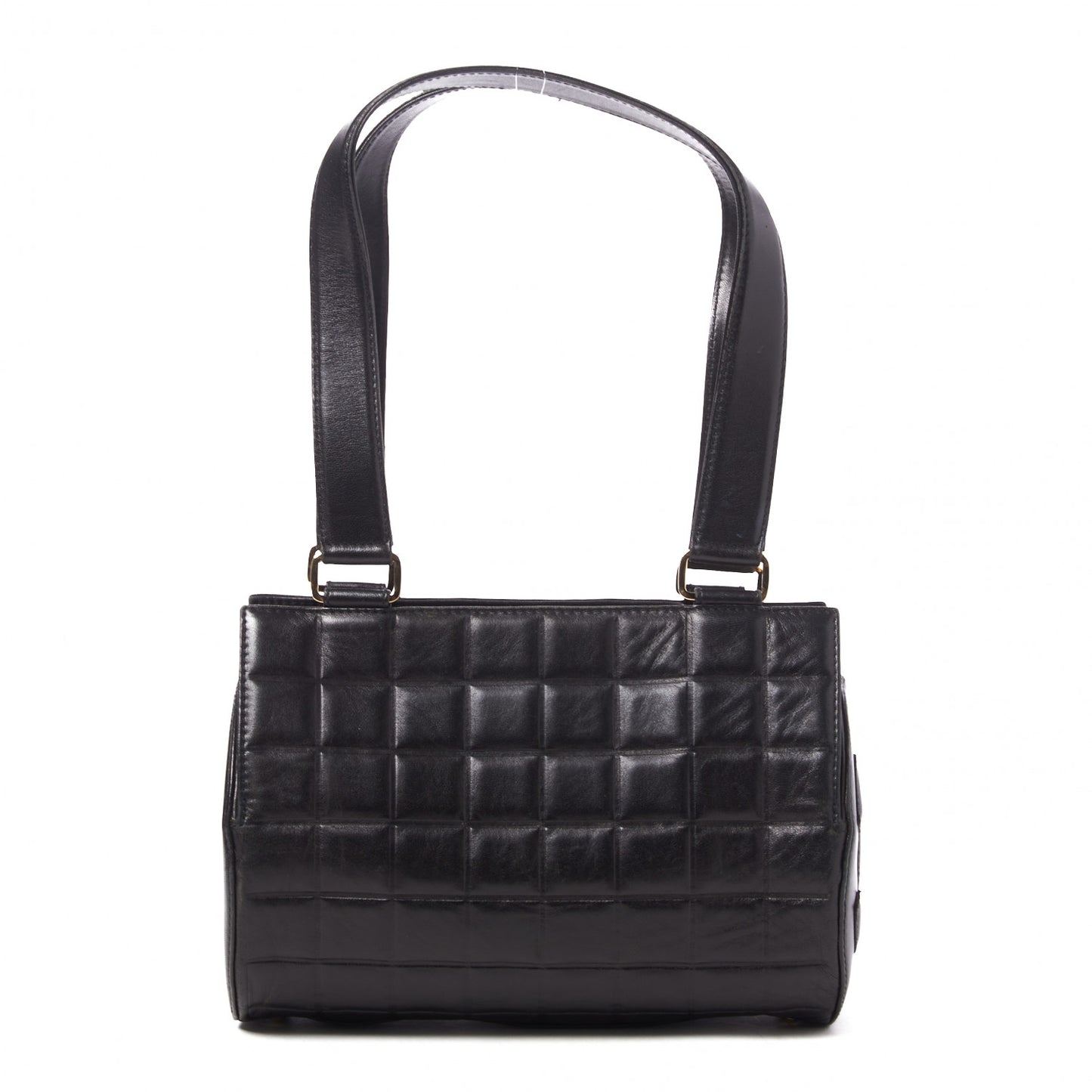 Lambskin Chocolate Bar Quilted CC Shoulder Bag Black
