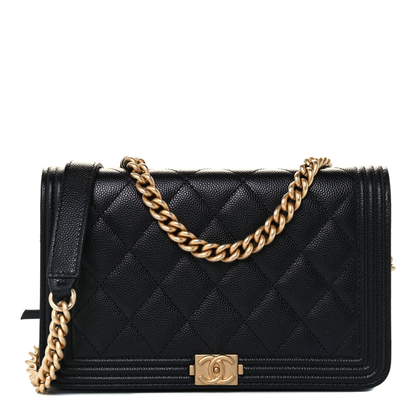 Caviar Quilted Boy Wallet On Chain WOC Black