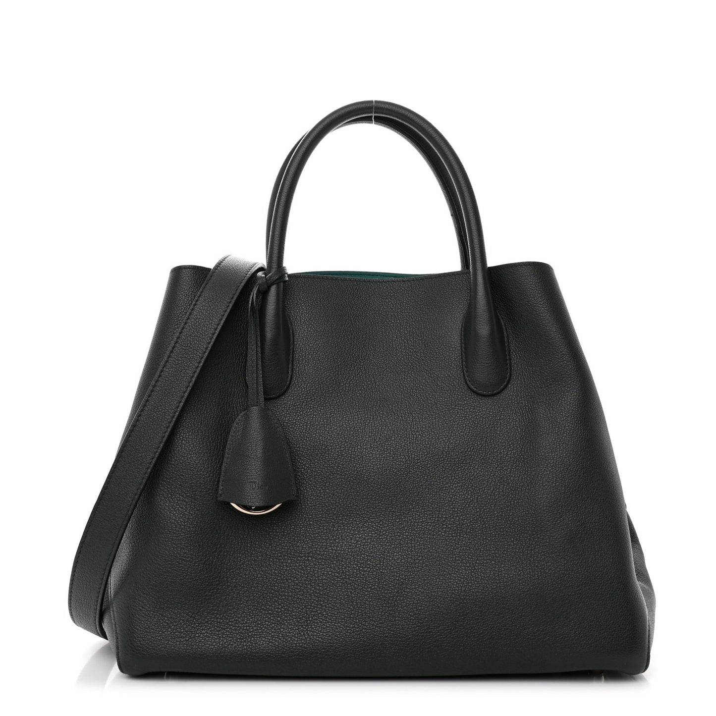 Supple Grained Calfskin Large Open Bar Tote Green