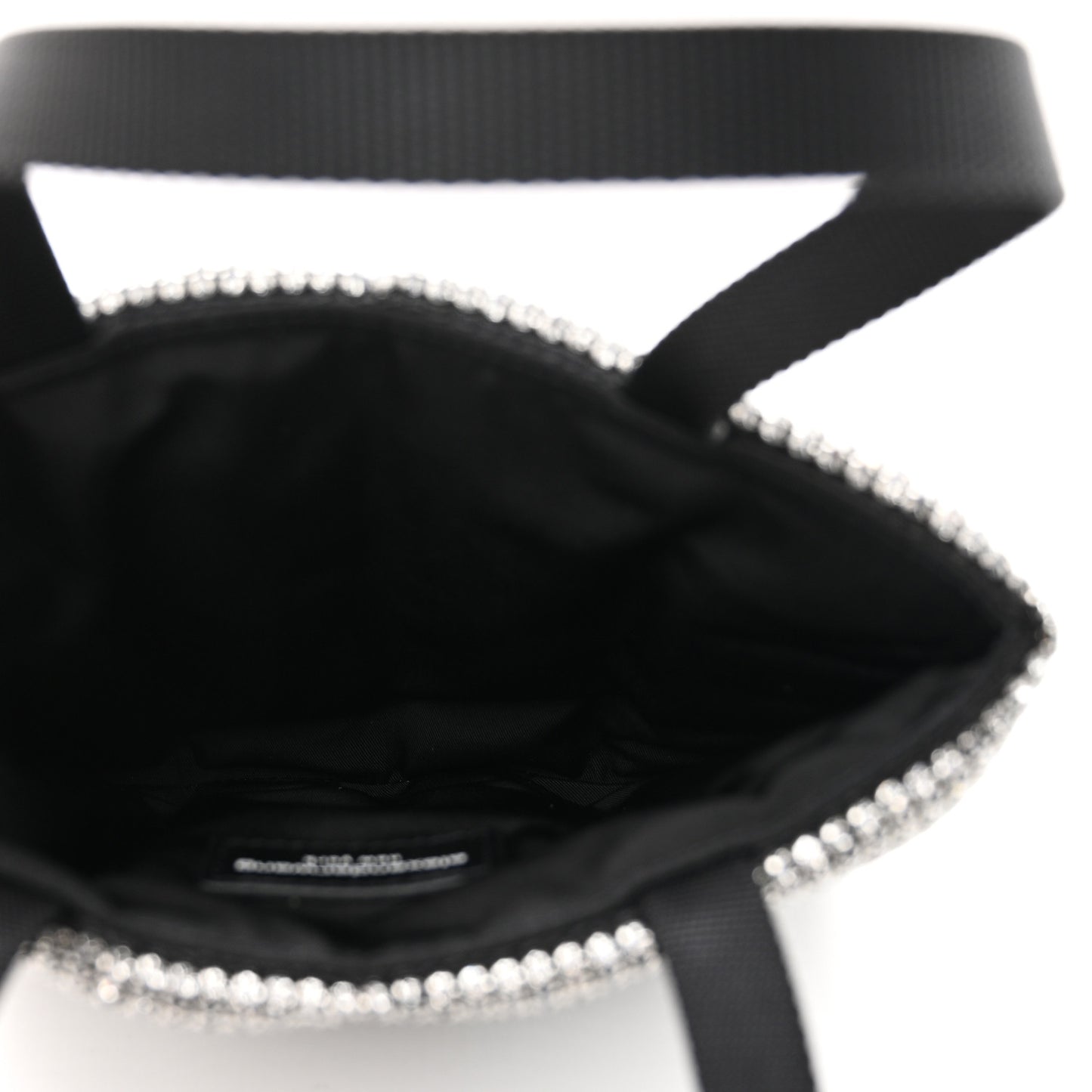 Mesh Crystal Rhinestone Quilted Heiress Tote Black White