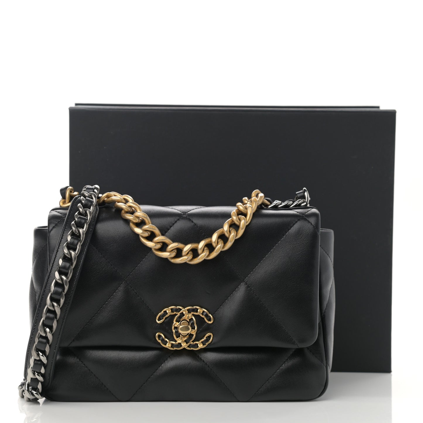 Lambskin Quilted Medium Chanel 19 Flap Black