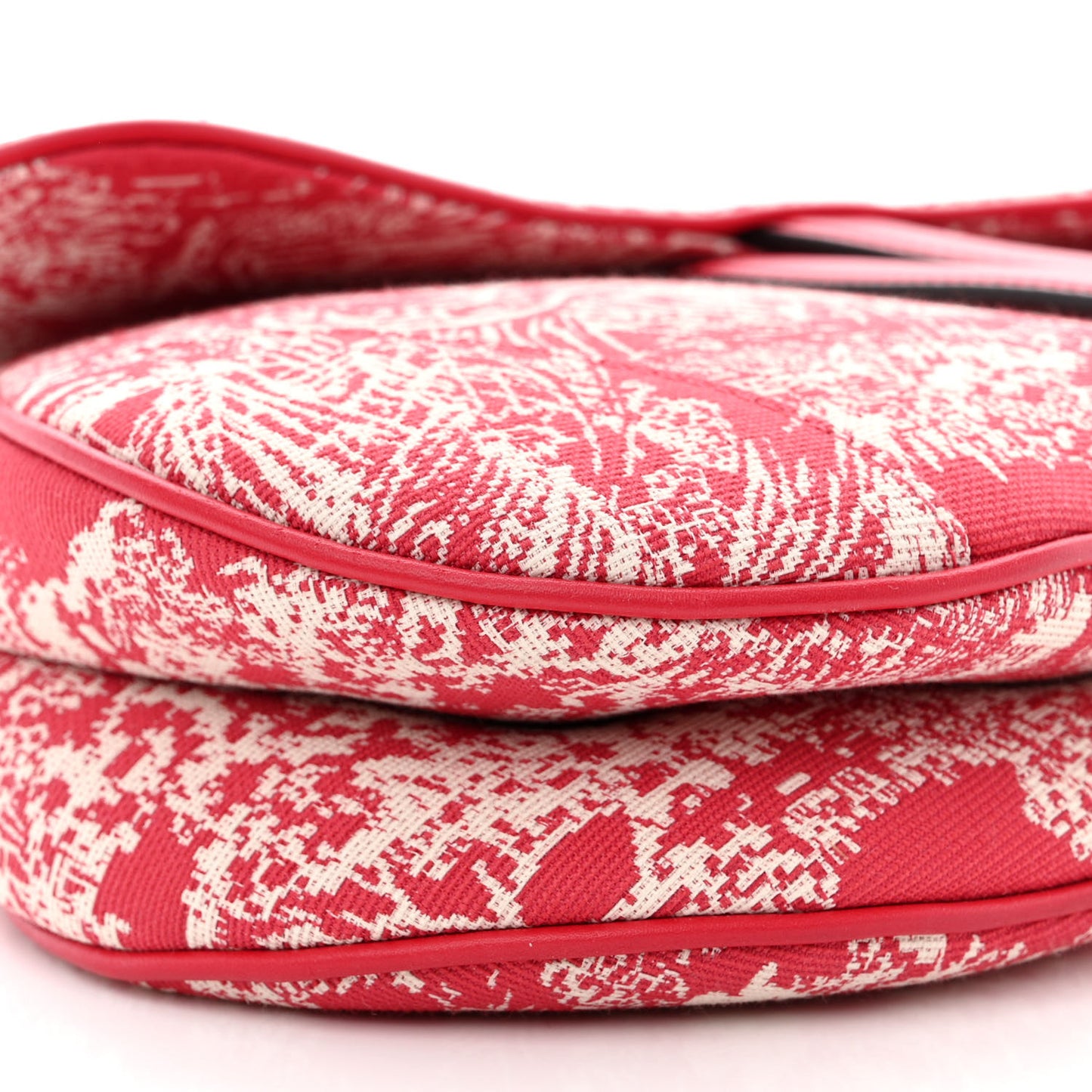 Canvas Reverse Embroidered Toile De Jouy Saddle Bag Red